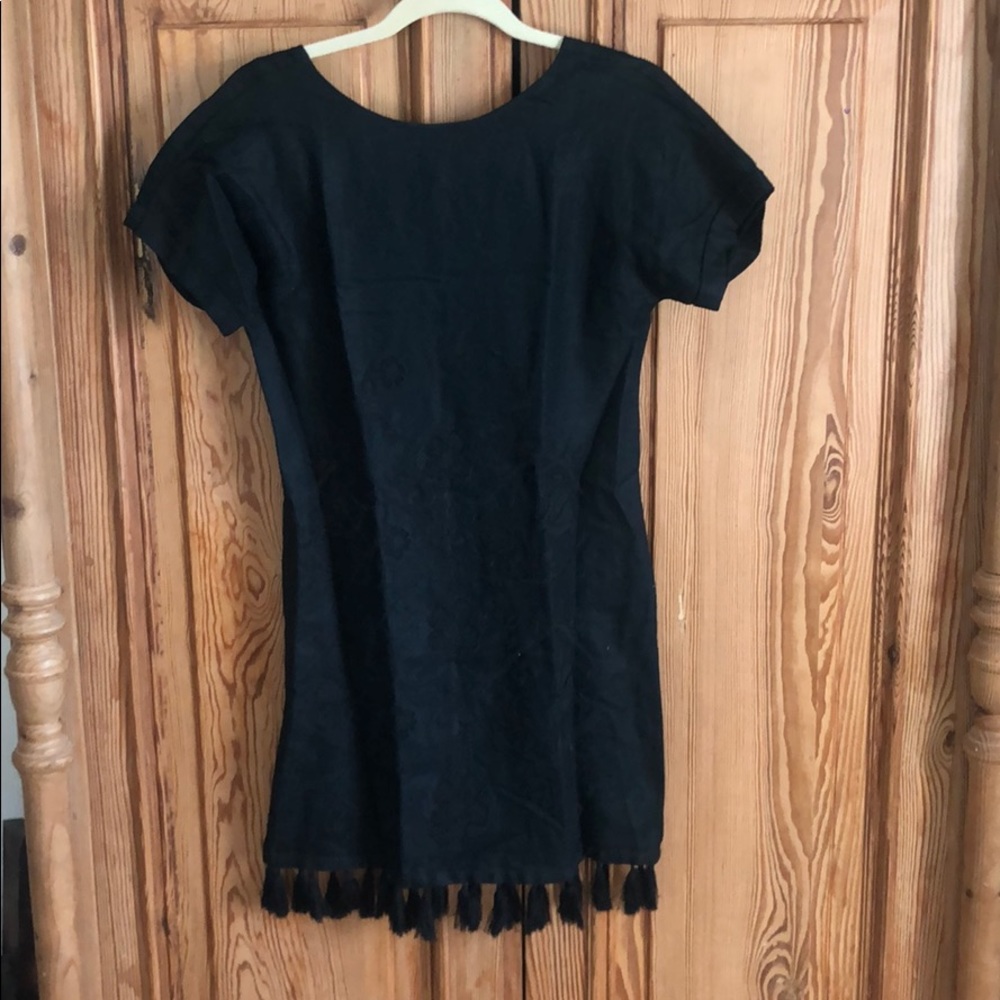 Madewell Black linen cap sleeve dress